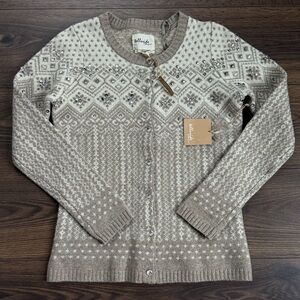 Telluride Lambswool Fair Isle Embellished Cardigan Sweater Small